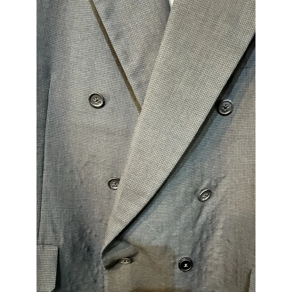 MEETING STREET Blazer Men's‎ Size 46 L Navy Herringbone Wool Double Breasted
